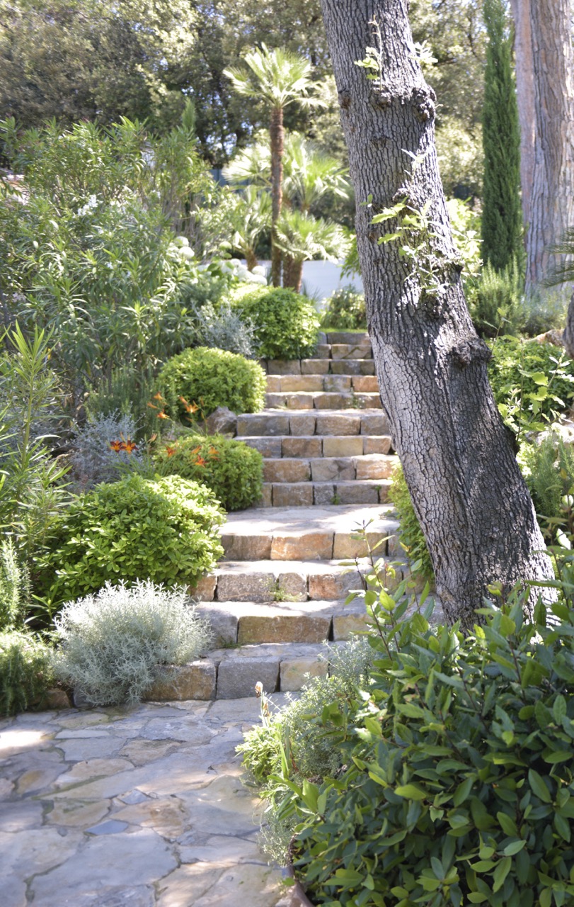 Allée fleurie de marches en pierre